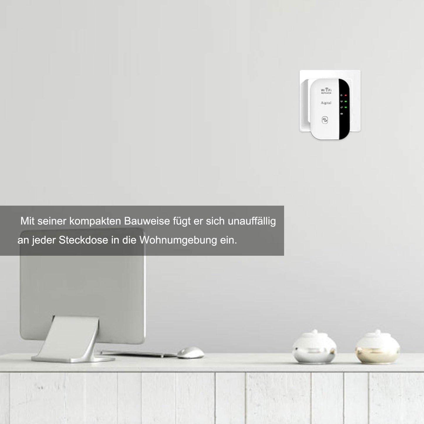 WLAN Verstärker N300 – Repeater mit Ethernet-Port, WPS, LED-Anzeige, App-Steuerung