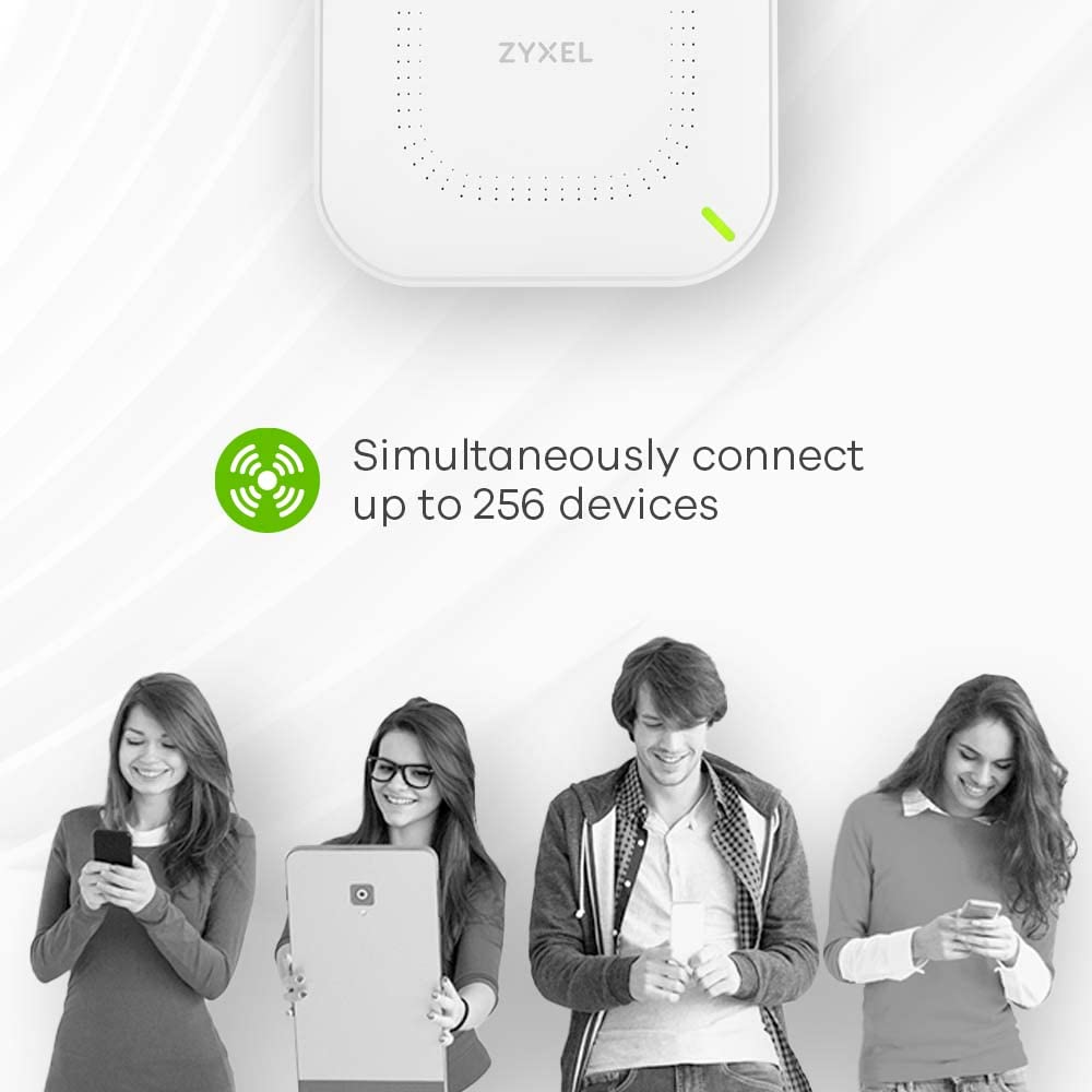 Zyxel Cloud WiFi6 AX1800 – Wireless Access Point, Dualband, 1,8 Gbit/s, PoE, Wandmontage