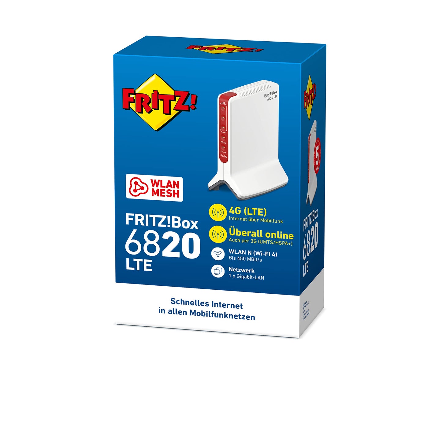 FRITZ!Box 6820 LTE v2 – 4G/UMTS Router bis 450 Mbit/s, Gigabit-LAN, kompakt
