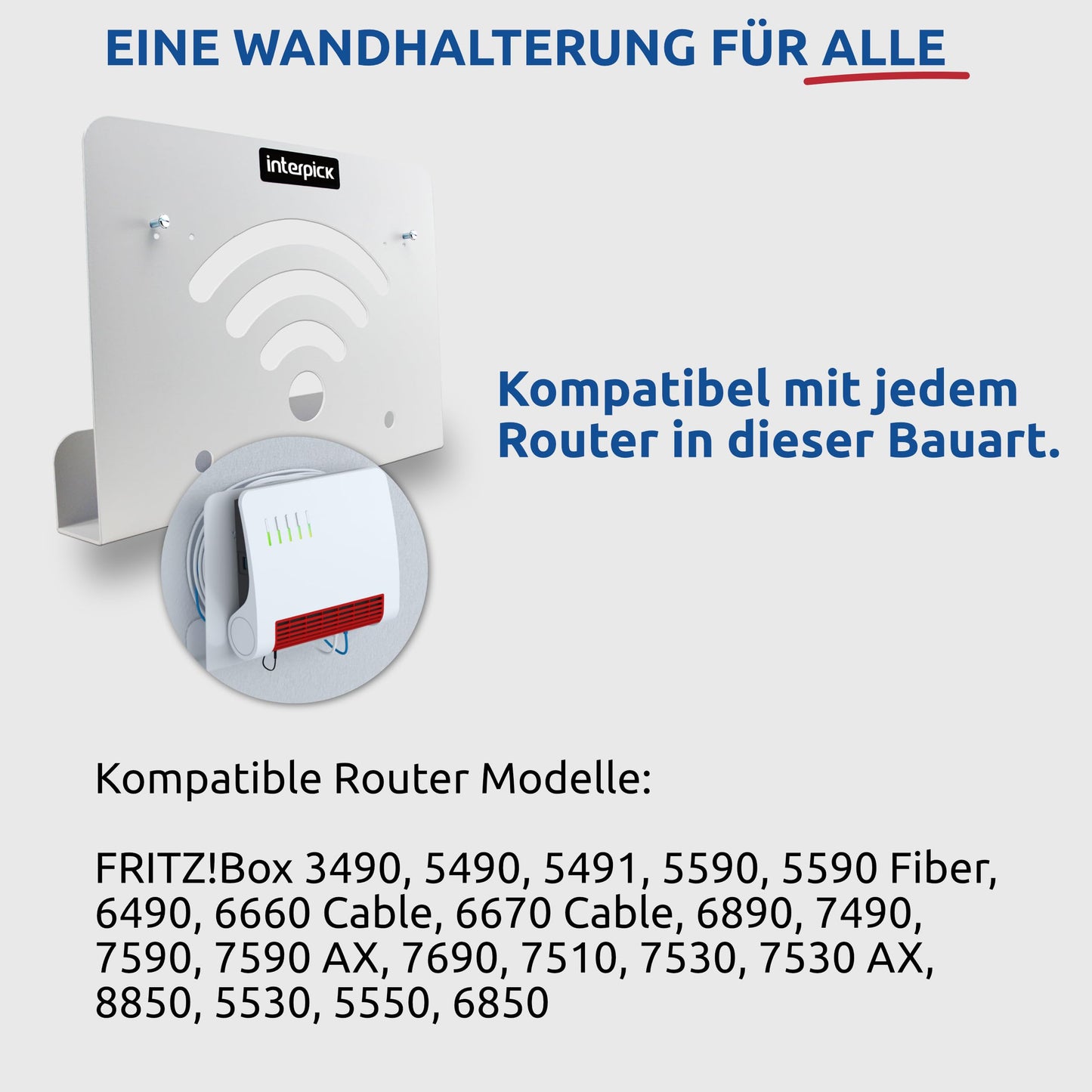 Wandhalterung für FRITZ!Box Router – kompatibel mit 7590, 7530, 7490, 6660, 6590