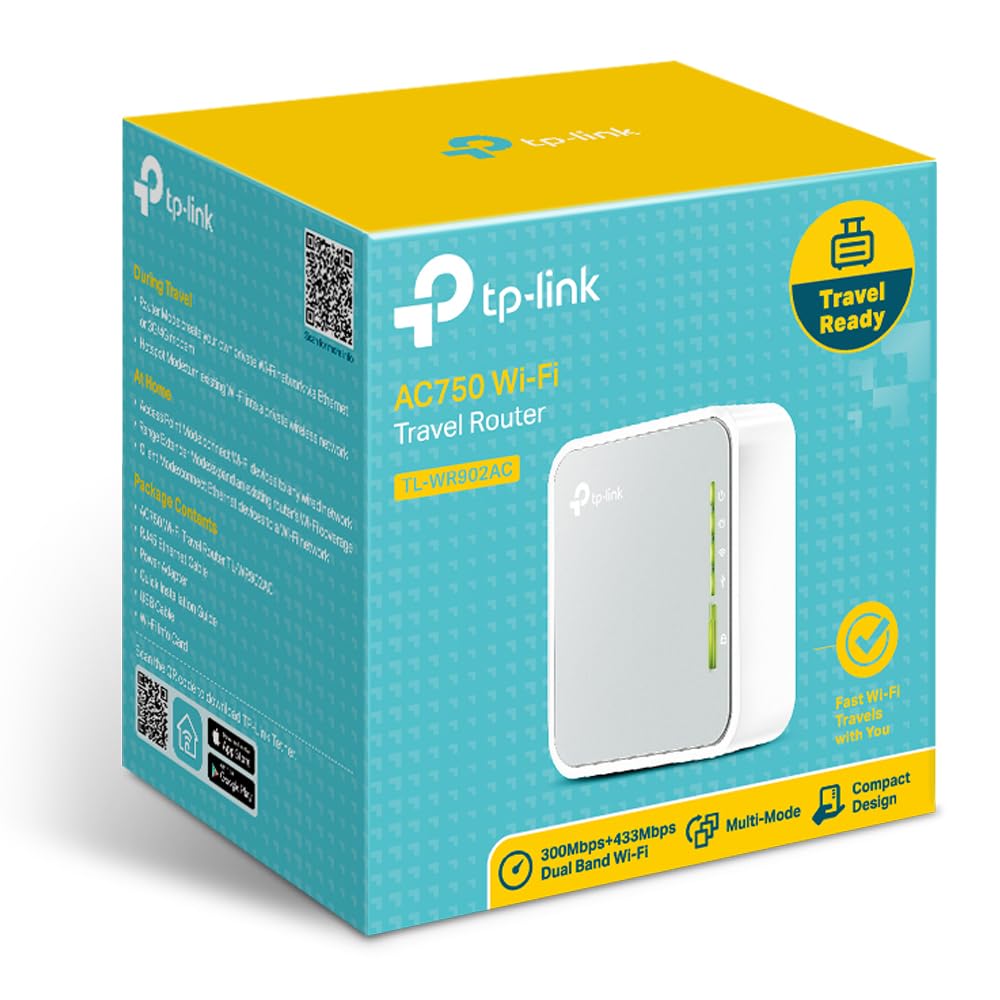 TP-Link TL-WR902AC – WLAN Nano Router, 433 Mbit/s + 300 Mbit/s, tragbar