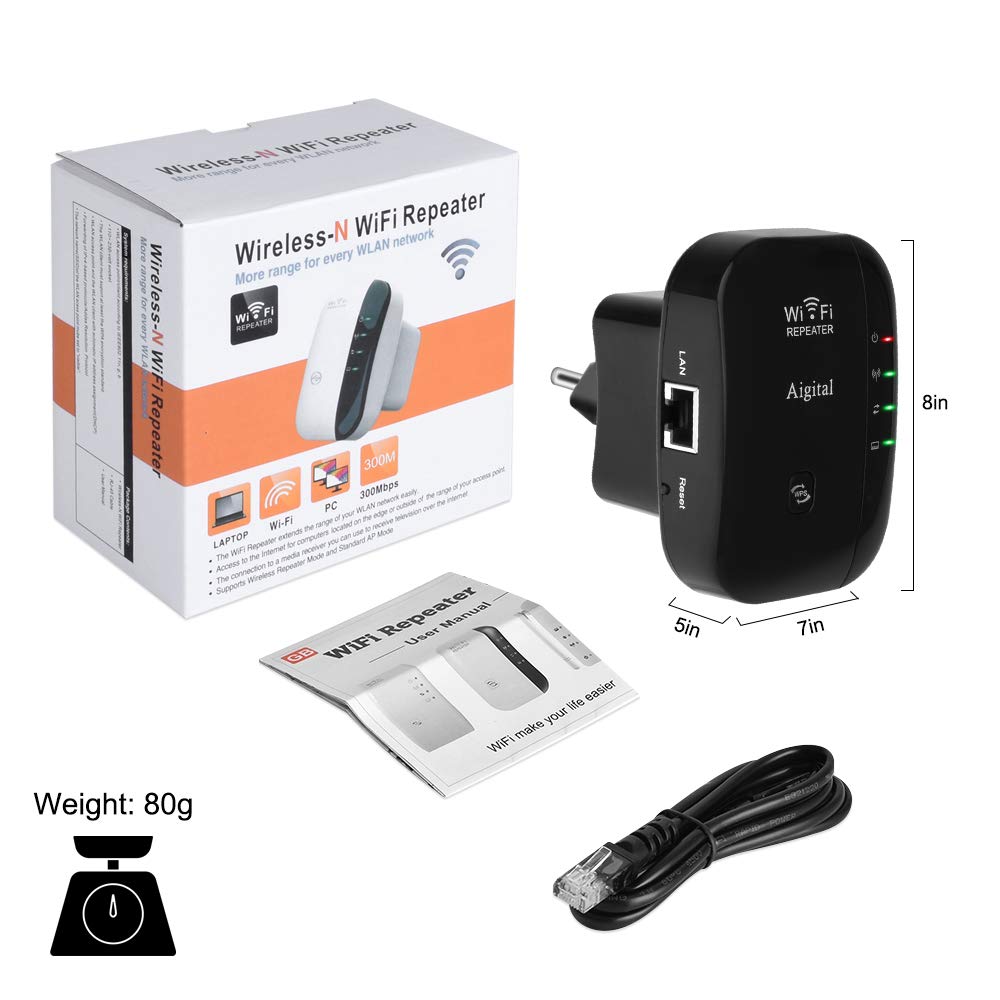 WLAN Repeater N300 – Verstärker mit Ethernet-Port, LED-Anzeige, kompakt